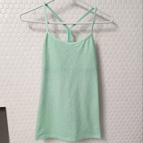 LULULEMON Mint / White Polka Dot Power Y Tank Top shirt - Picture 4 of 8